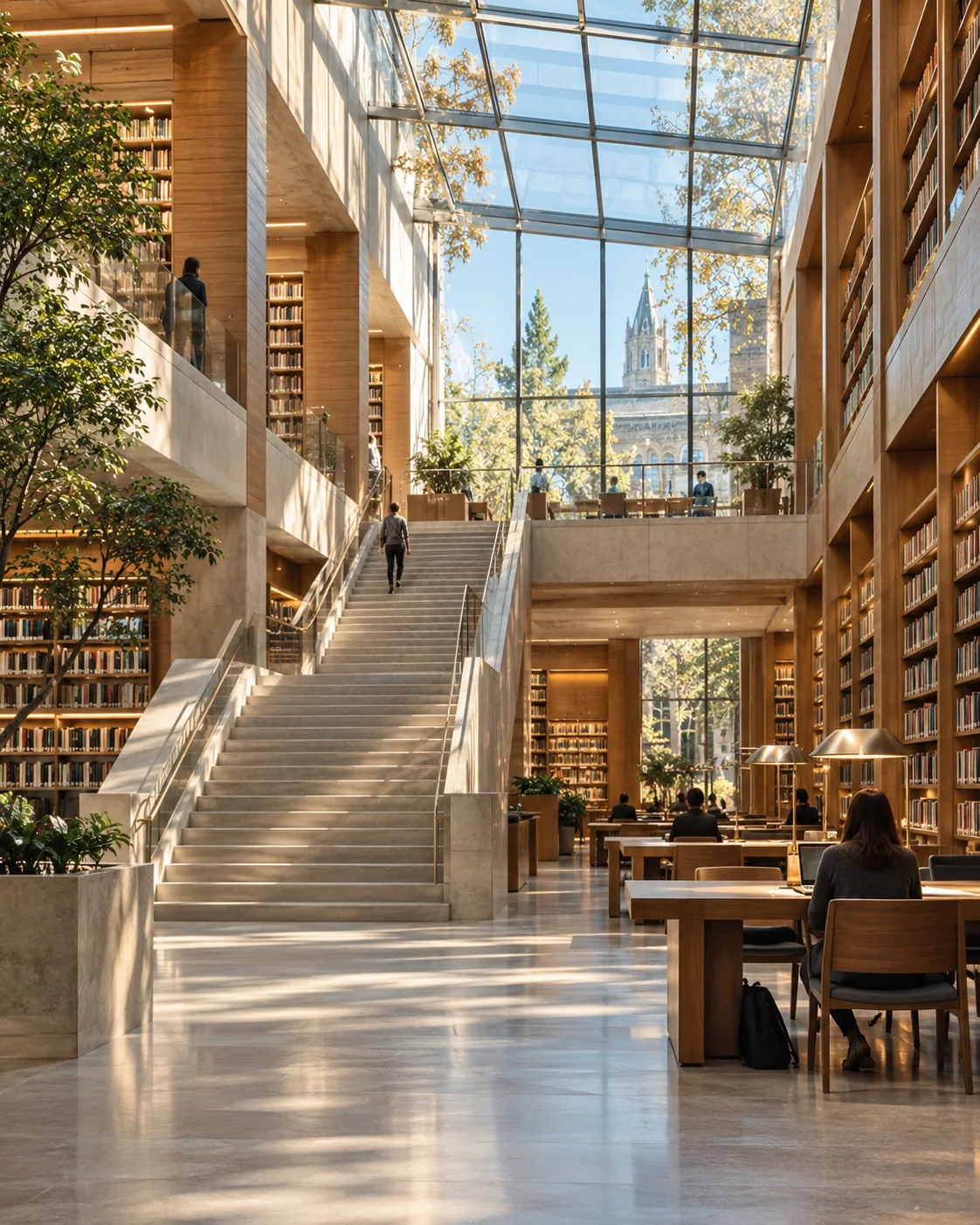 A light-filled university library