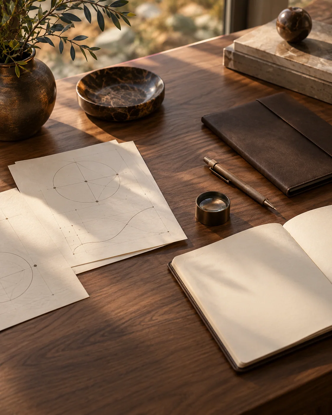 Research materials on a desk