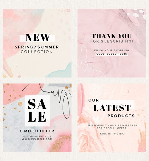 Memphis pink sale social ads template collection vector