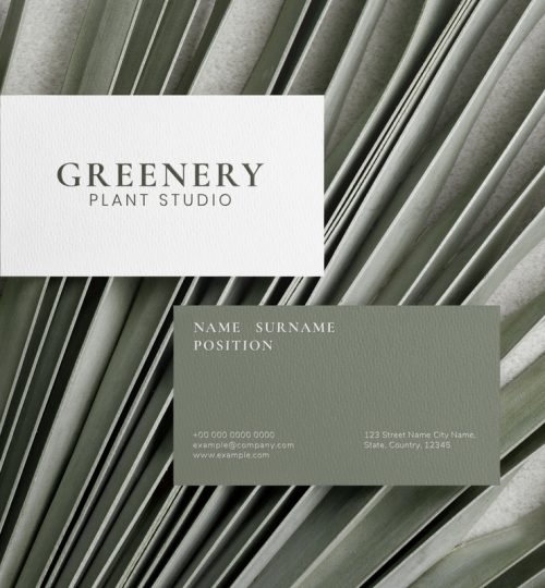 Business card mockup psd in minimal green